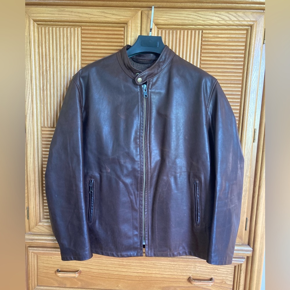 Schott P571 “Mission” Cafe Racer Leather Jacket - XL - Brown - Amazing Leather